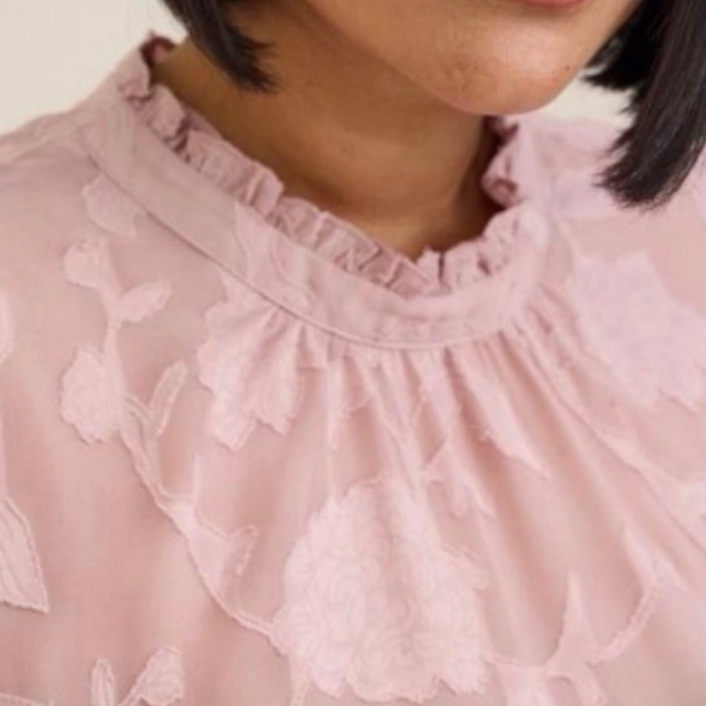 🆕 Chiffon Clip Floral Bubble Hem Blouse 3 3X 22 24 NWT Torrid New! Pink - Picture 4 of 6